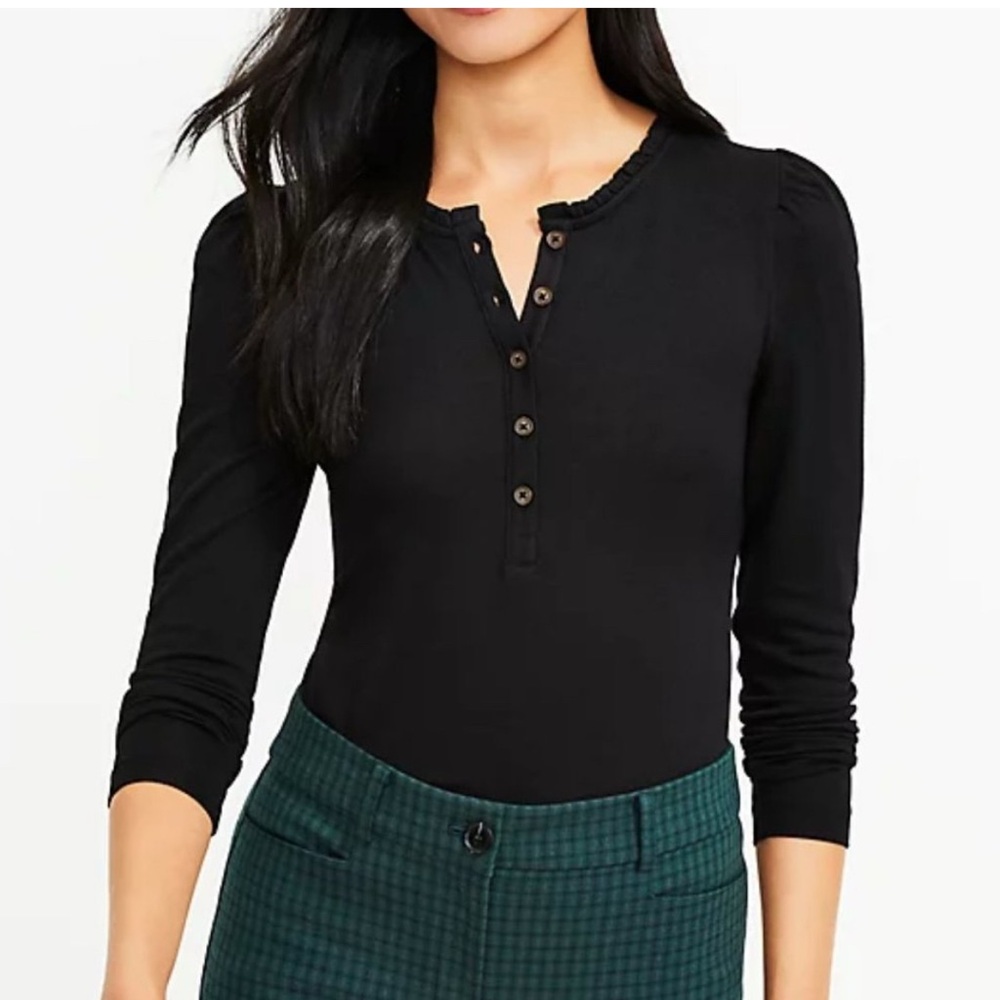 Loft Ruffle Henley Top